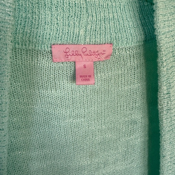 Lily Pulitzer Open Front Cardigan, size small, mint green - Picture 3 of 4